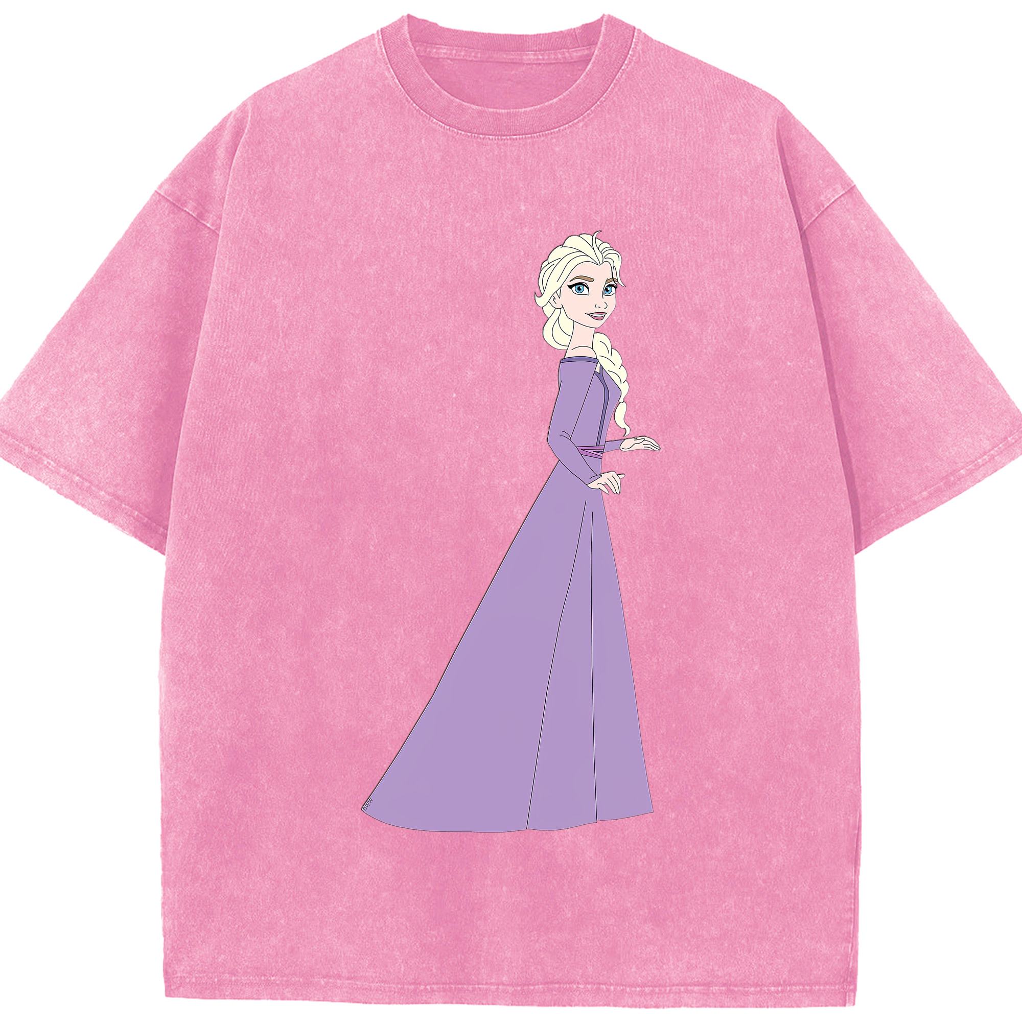 （画像用） アナと雪の女王 アンナ エルサ Frozen Anna Elsa 綿100% ヴィンテージ風 半袖Tシャツ（フロントプリント）